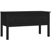 Syfax Table basse Noir 102x49x55 cm Bois massif de pin