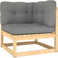 Syfax Canapé d'angle de jardin avec coussins gris Bois de pin massif
