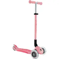 Globber Scooter Kids Tricycle Plus - Primo Foldable Plus Lights V2 Pastel Pink Shining Wheels