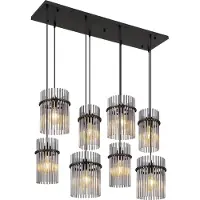 Globo Lighting Suspension noire Gorley avec verre fumé 8 lumières