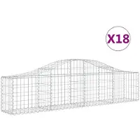 vidaXL Gabions avec arc surélevé 18 pcs. 200x30x40/60 cm Fer galvanisé
