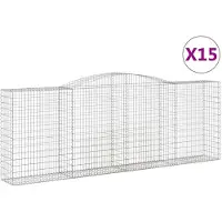 vidaXL Gabions avec arc surélevé 15 pcs 400x50x140/160cm Fer galvanisé