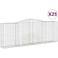 vidaXL Gabions avec arc surélevé 25 pcs 400x50x140/160cm Fer galvanisé
