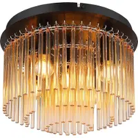 Globo Lighting Plafonnier noir Gorley avec verre ambré Ø 32cm