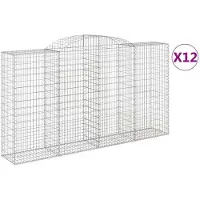 vidaXL Gabions avec arc surélevé 12 pcs 300x50x160/180cm Fer galvanisé