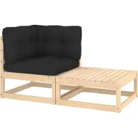 Prolenta Ensemble de salon de jardin exclusif, 2 pièces, avec coussins, en bois massif de pin