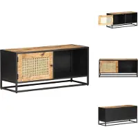 vidaXL Armoire TV 90x30x40 cm Manguier rugueux et tressage viennois - Meuble TV
