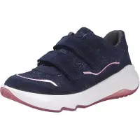 Superfit Melody : Chaussures de sport plates pour filles, chaussures d'intérieur à scratch, couleur bleue, pour le quotidien
