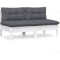 Syfax Canapé 2 places de jardin avec coussins anthracite Bois de pin