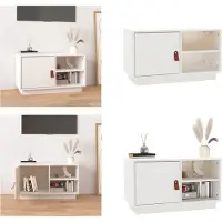 vidaXL Armoire TV Blanc 70x34x40 cm Pin massif - Armoire TV - Meubles TV - Supports TV