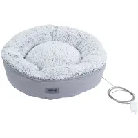 HOME DELUXE - Lit chauffant pour animaux COMFY - 50 x 50 x 13 cm, couleur : gris, rembourrage en coton, prise avec connexion USB I Lit pour chien Coussin pour chien Lit pour chat