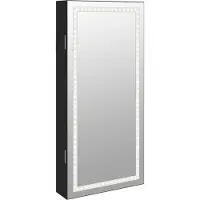Syfax Armoire à bijoux avec miroir et éclairage LED mural noir