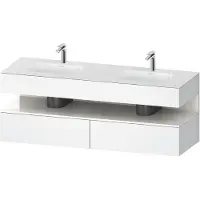 Duravit Collection One lavabo à encastrer avec meuble sous-vasque en console, 1600x550x600mm, niche blanc ultra-brillant, lavabos doubles, QA4797022180000