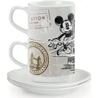 Karaca Egan DISNEY COFFEE IN THE CITY Set de 2 tasses à espresso empilables avec soucoupes LONDON