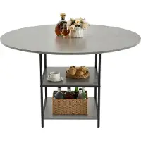 Vevor Table à manger ronde Table de cuisine en bois (120 cm / 136,1 kg de capacité de charge) pour 2 à 4 personnes, tables de loisirs modernes avec tablette et pieds en métal