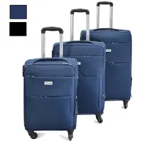 Bahama set de 3 trolleys Valises souples pour voyager confortablement Bleu foncé
