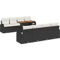 Syfax Ensemble de canapé de jardin 9 pcs Noir Poly rotin