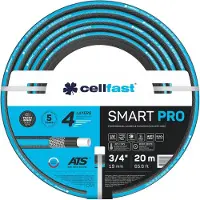 Cellfast Tuyau d'arrosage SMART PRO ATS Tuyau d'arrosage 4 couches ATS Tissu tricot flexible Résistant à la plicature UV et aux algues 20 m 3/4 pouce