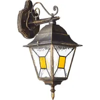Brilliant Applique murale d'extérieur classique JANEL | noir/or | applique murale suspendue | avec ampoule adaptée gradable | 1x douille E27 max. 60W | métal/verre | IP44