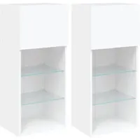 vidaXL Armoires TV avec lampes LED 2 pcs. Blanc 40,5x30x90 cm