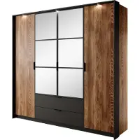 Furnlux Classic FURNLUX Armoire Milton Marron Et Noir 224cm / Couleur principale : Marron / Dimensions : 224 x 210 x 59 cm