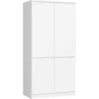 3Xeliving Armoire 4 Portes Blanc 90X51X180