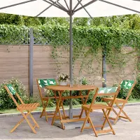 Prolenta Maison Exclusive - Ensemble de salle à manger d'extérieur 5 pièces en tissu et bois massif, motif feuillage