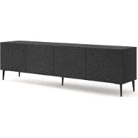 Furnlux Classic FURNLUX Table TV Ravenna C Noir et Noir Brillant 200cm / Couleur principale : Noir / Dimensions : 200 x 56 x 42 cm