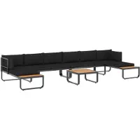 Syfax Canapé d'angle de jardin à 5 places avec coussins Aluminium WPC