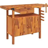 Syfax Établi avec tiroir et étaux 124 x 52 x 83 cm Bois massif d'acacia
