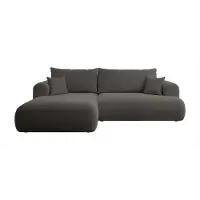 Selsey Canapé d'angle Ovo avec fonction sommeil, coffre de lit, ottomane à gauche, housse Boucle en gris foncé