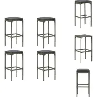 vidaXL Tabouret de bar avec coussin 4 pcs poly rotin gris - Tabouret de bar