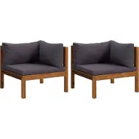 Syfax Canapés d'angle 2 pcs avec coussins gris foncé Bois d'acacia