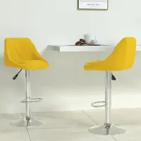 Prolenta Maison Exclusive - Lot de 2 tabourets de bar en velours jaune moutarde