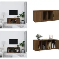 vidaXL Armoire TV brun aspect chêne 100x35x40 cm Bois composite - Armoire TV - Meubles TV - Supports TV