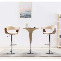 Prolenta Maison Exclusive - Lot de 2 tabourets de bar, bois courbé et similicuir, couleur crème
