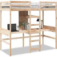 Syfax Cadre de lit superposé sans matelas 75x190cm bois de pin massif