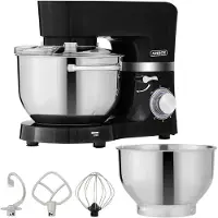 Arebos Robot de cuisine 1500W noir | Pétrin avec 2x bols mélangeurs en inox 4,5 & 5,5L | Silencieux