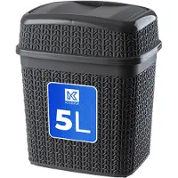 Kadax Seau à cosmétique en plastique "Tonni", poubelle avec couvercle basculant, poubelle pour salle de bain, anthracite, 5L