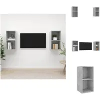 vidaXL Armoires murales TV 2 pcs. Gris béton Matériau dérivé du bois - Meubles TV