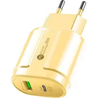 EKO , chargeur secteur 20W USB Quickcharge 3.0 / Power Delivery USB Typ-C, jaune