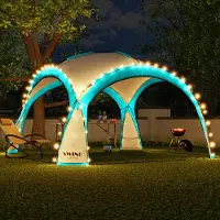 Swing&Harmonie LED Event Pavillon XXL DomeShelter 450cm Garten inkl. Solarmodul Designer Tente de jardin Camping Tente de fête avec éclairage - turquoise