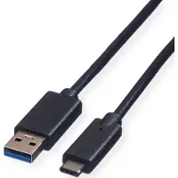 Roline Câble USB 3.2 Gen 1, connecteur USB A vers USB C, connecteurs ST/ST, couleur noire, longueur 2 mètres