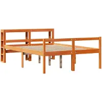 Syfax Cadre de lit et tête de lit sans matelas cire marron 135x190 cm
