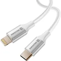 Swissten - Câble Textile II USB-C - Lightning (1,5m-blanc)