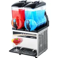 Vevor Frozen Drink Maker commercial, machine à slush 15 L x 2 avec deux réservoirs, 120 tasses de machine à smoothie margarita en acier inoxydable, machine à slush