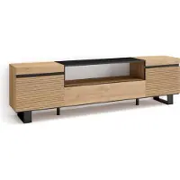 Skraut Home COZY Meuble TV, Banc Télé, 200x35x57cm, Pour les TV jusqu'à 80", Chêne