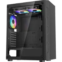 Vevor Boîtier PC Gaming , tour moyenne, panneau en verre trempé, 3 ventilateurs ARGB 120 mm, gestion des câbles, pour GPU jusqu'à 320 mm de long, pour ATX/M-ATX/ITX