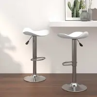 Prolenta Maison Exclusive - Lot de 2 tabourets de bar, blanc, acier chromé et similicuir