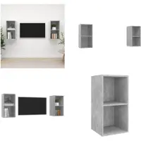 vidaXL Armoires TV murales 2 pcs. Béton gris Matériau dérivé du bois - Meuble TV - Meubles TV suspendus - Meubles TV suspendus